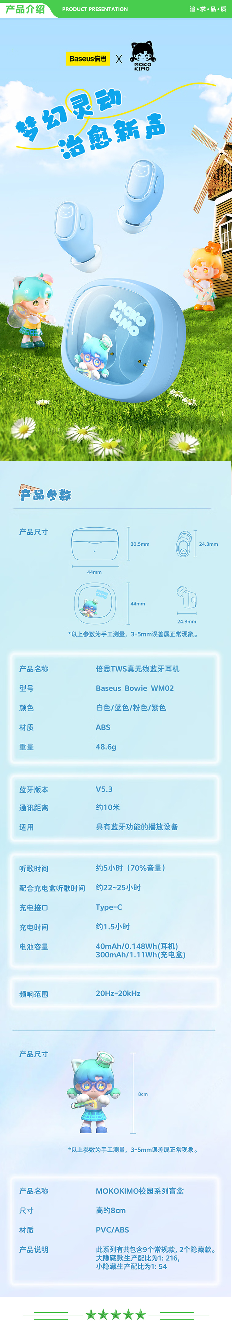 倍思 Baseus WM02 白色 蓝牙耳机礼盒联名MOKOKIMO校园系列盲盒手办潮玩玩具桌面摆件.jpg