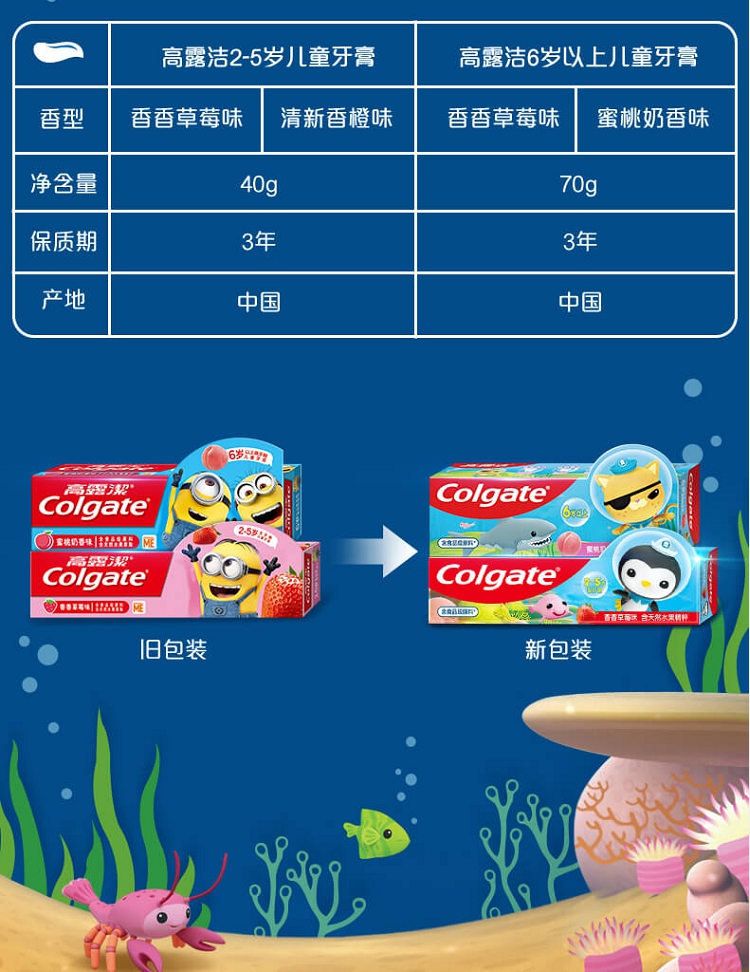 细节图_高露洁（Colgate）海底小纵队 妙妙刷 儿童牙膏清新香橙味 40gX2支 可吞咽 2_14.jpg