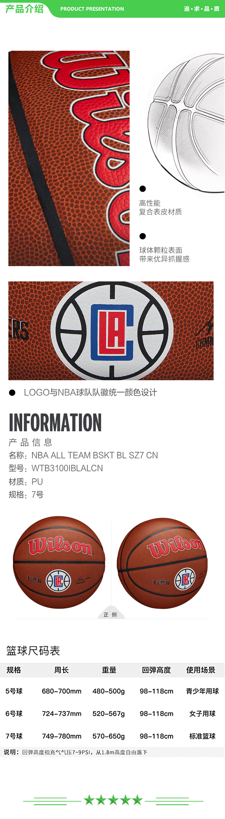 威尔胜 Wilson WTB3100IBLALCN NBA洛杉矶快船队队徽 室内外通用耐磨PU 7号篮球 .jpg