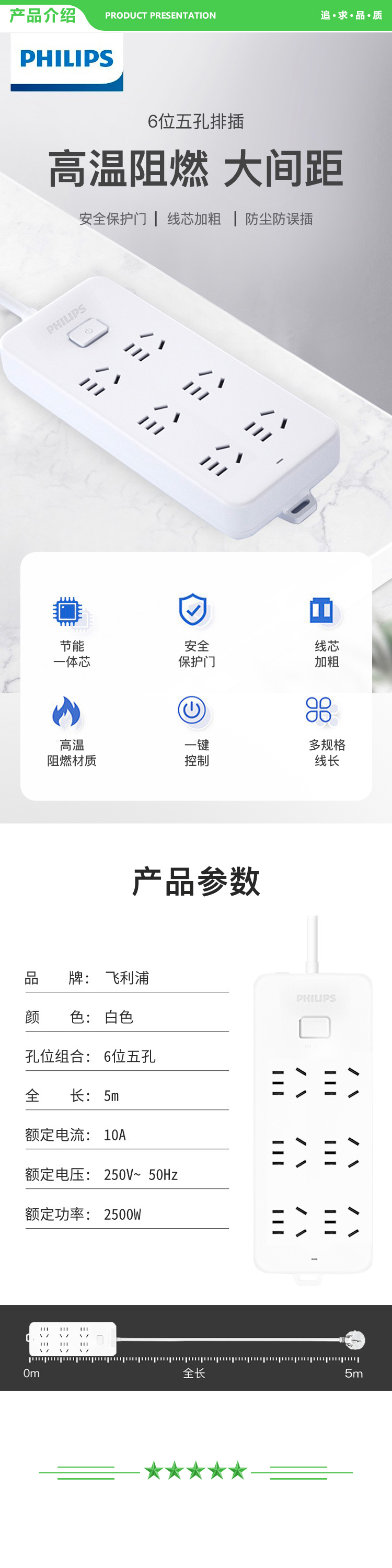 飞利浦 PHILIPS SPB2161WC 93 新国标安全插座 6位总控 5米 儿童保护门 插线板 插排 排插 接线板 拖线板 .jpg