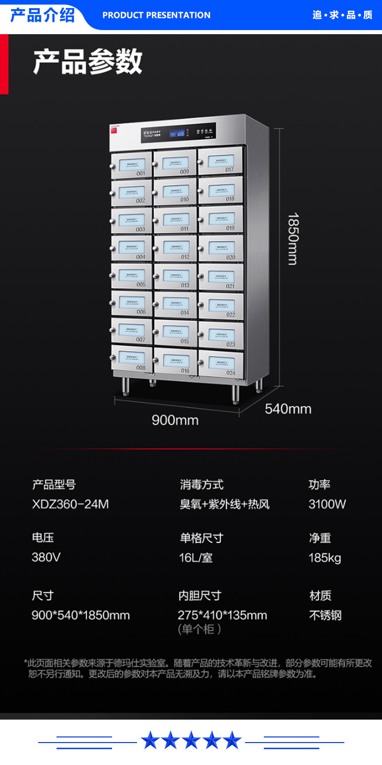 德玛仕 DEMASHI XDZ360-24M 消毒柜 独立室消毒柜商用 不锈钢格子保洁柜 企业单位用消毒碗柜 24格 .jpg