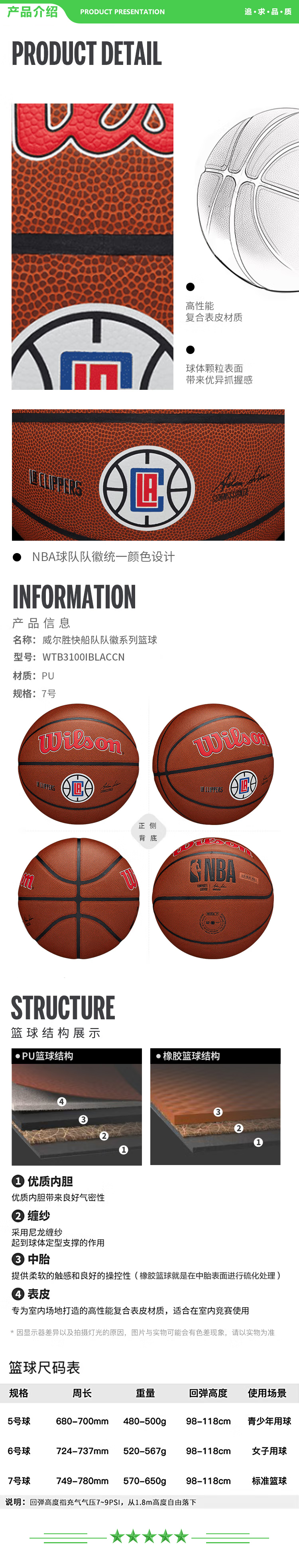 威尔胜 Wilson WTB3100IBLACCN 7号篮球 NBA快船队队徽系列PU成人室内外通用 .jpg