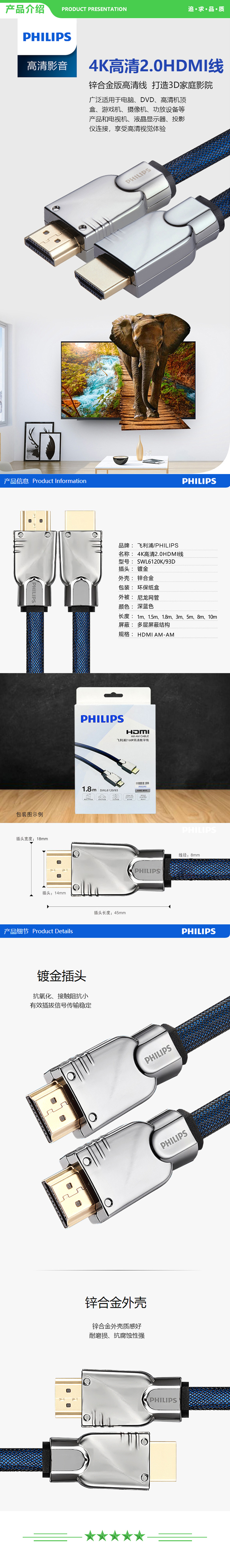 飞利浦 PHILIPS SWL6120K 93D-8 HDMI4K高清线 连接线 8米  .jpg