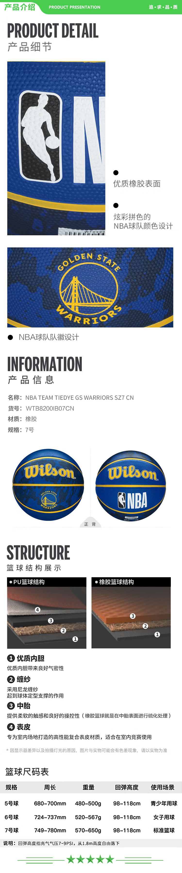 威尔胜 Wilson WTB1500IBGOLCN NBA金州勇士队队徽 室外通用耐磨橡胶7号篮球   2.jpg