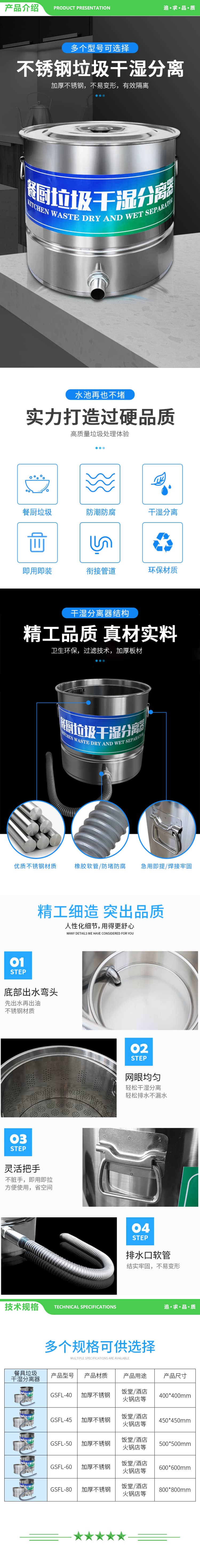 英利蒂克 Enlitic GSFL-40 餐厨垃圾干湿分离器商用不锈钢潲水桶快速泔水处理过滤机油水过滤器 2.jpg