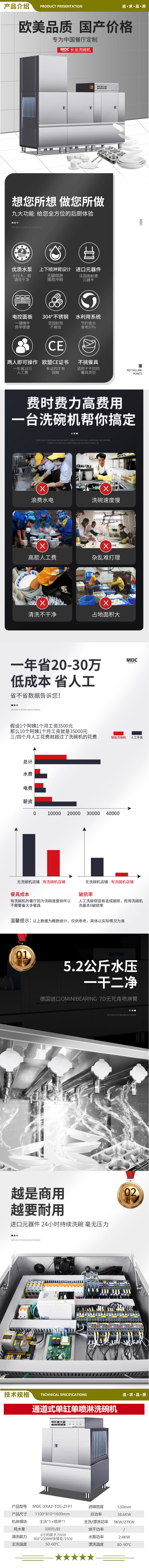 麦大厨 MDC-XXA2-TDS-Z1P1 商用洗碗机全自动长龙式大型刷碗机饭店食堂酒店工业洗碗机 通道式1.0米  2.jpg