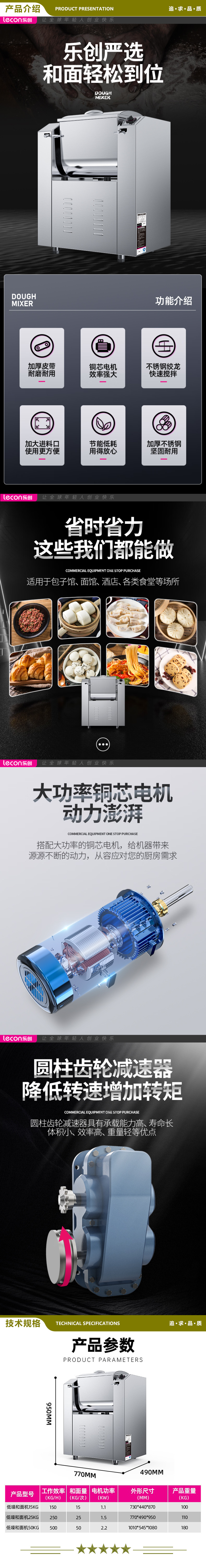 乐创（lecon）LC-HWJ25B 和面机商用 低噪和面机商用饭店食堂大容量揉面不锈钢搅面机 25kg1次 倒顺开关 220V   2.jpg