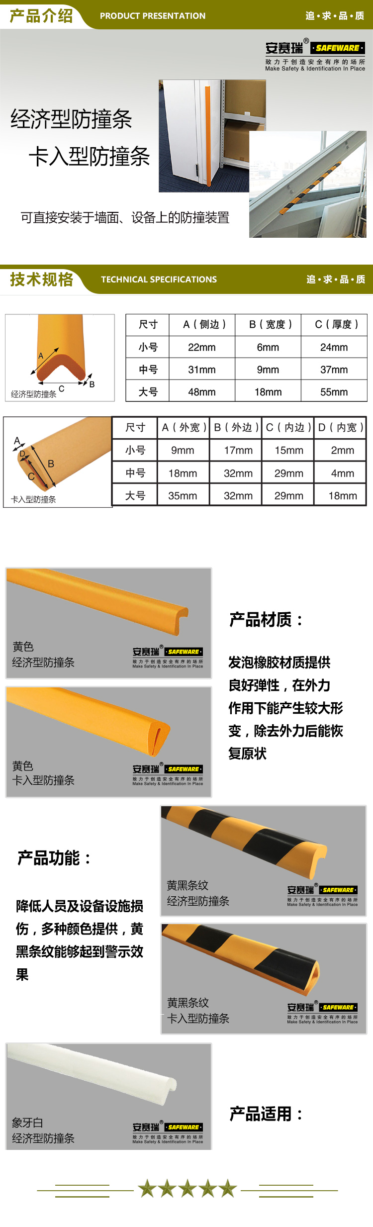 安赛瑞 14491 经济型发泡橡胶防撞条（直角） 泡棉防碰撞棉 48×48×900mm  2.jpg