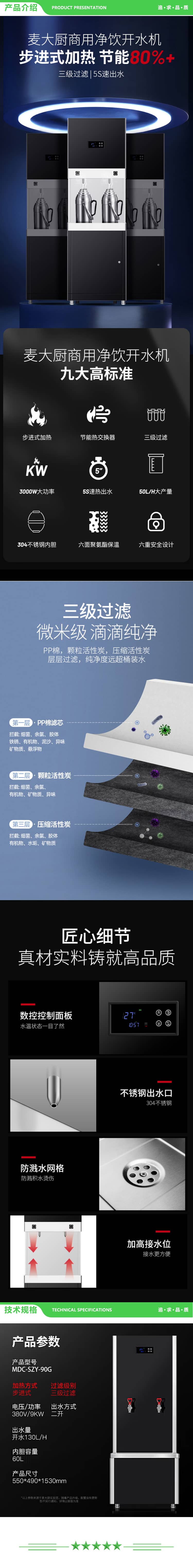 麦大厨 MDC-SZY-90G 开水器商用直饮机130L不锈钢开水机办公室饮水机背靠款三级过滤二开 2.jpg