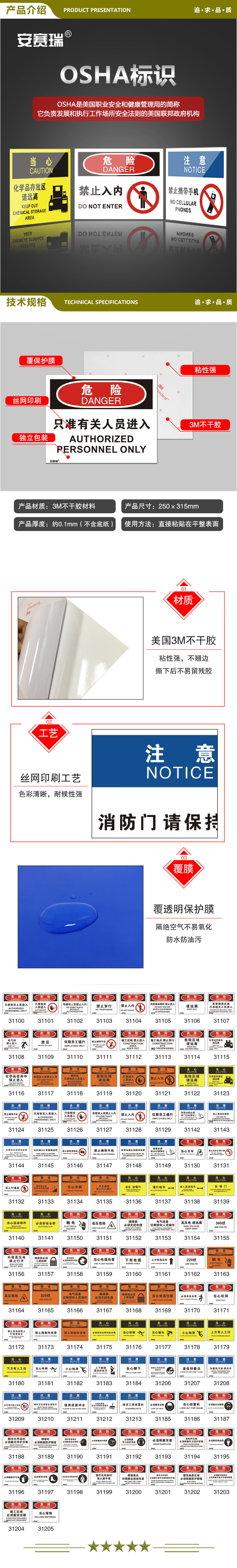 安赛瑞 31102 安全警示标识（危险-非授权人员禁止入内）3M不干胶 250×315mm 2.jpg