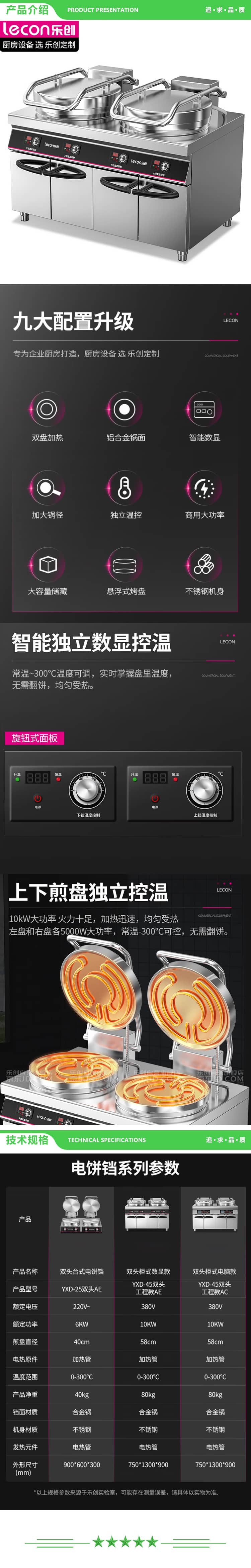 乐创 lecon YXD-45双头工程款AE 大号商用电饼铛 双面加热食堂大尺寸 煎饼机悬浮数显控温款 2.jpg