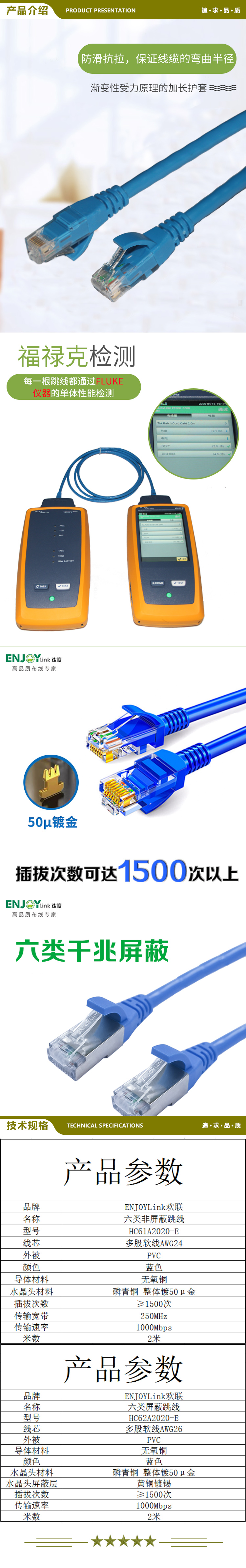 欢联 ENJOYLINK HC5E1A1020-E 超五类跳线 蓝色 单位2米1条 非屏蔽 2.jpg