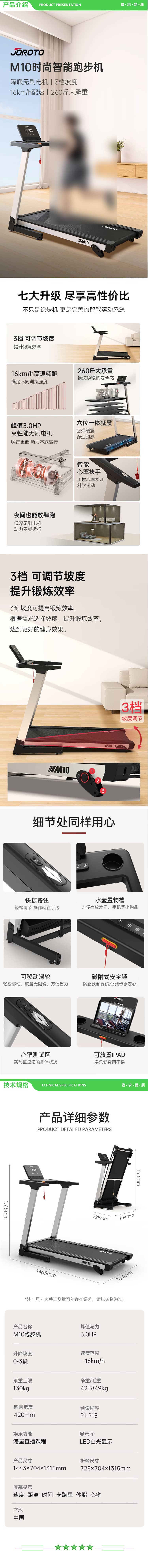 捷瑞特 JOROTO M10 跑步机家庭用智能折叠免安装走步机健身器材 家用款小型款 2.jpg