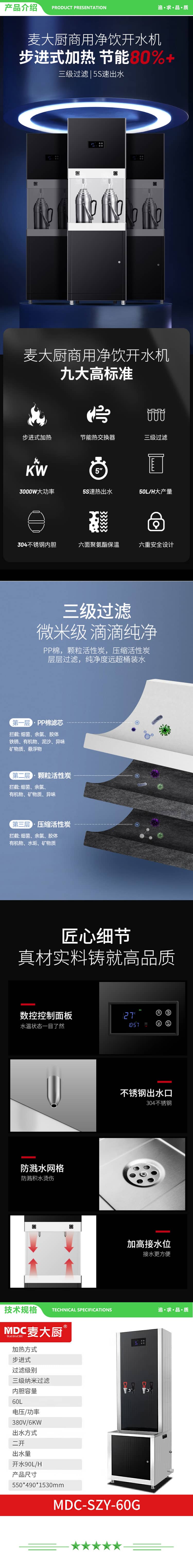 麦大厨 MDC-SZY-60G 开水器商用直饮机90L不锈钢开水机办公室饮水机背靠款三级过滤二开 2.jpg