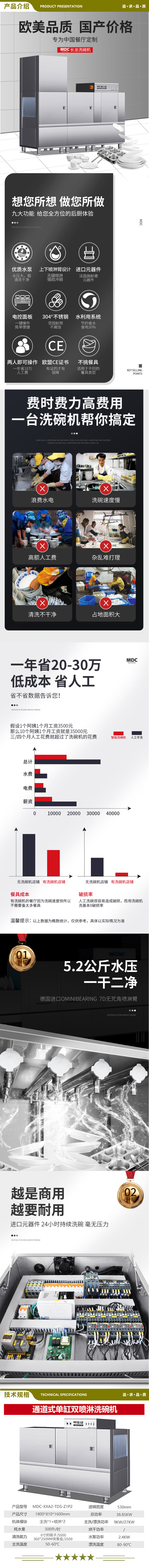 麦大厨 MDC-XXA2-TDS-Z1P2 商用洗碗机全自动长龙式大型刷碗机饭店食堂酒店工业洗碗机 通道式1.8米  2.jpg