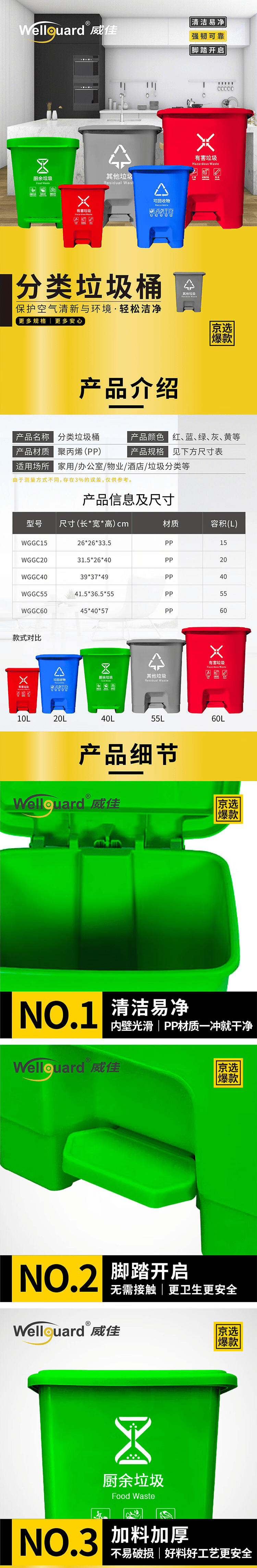 巨联 分类垃圾桶中号商场商用脚踏脚踩式其他垃圾桶带盖物业垃圾桶40L灰色 2.png