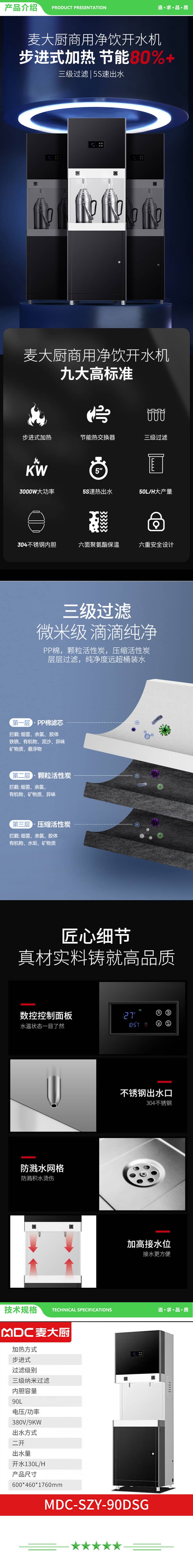 麦大厨 MDC-SZY-90DSG 开水器商用直饮机130L不锈钢开水机办公室饮水机步进式三级过滤二开 2.jpg