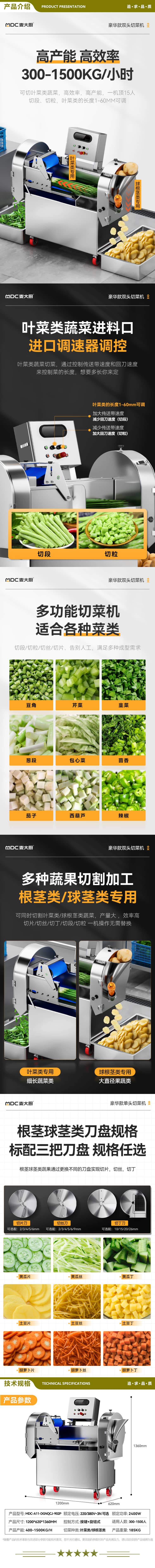 麦大厨 MDC-A11-DGNQCJ-902P 商用切菜机多功能双头变频食堂食品加工厨房电动叶菜根茎切段切丝切片切丁切碎机  2.jpg